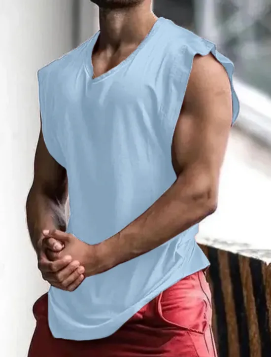 Sale OUKU Men's Tank Top Vest Top Undershirt Sleeveless Shirt Sleeveless Crew Neck Summer Plain Fashion Designer Muscle Athleisure Going out Gym Black Navy Blue Red Top Tee for Men