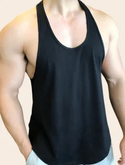 Online OUKU Men's Tank Top Vest Top Undershirt Sleeveless Shirt Sleeveless Crew Neck Summer Plain Fashion Designer Muscle Outdoor Going out Gym Black White Gray Top Tee for Men