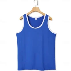 Sale OUKU Men's Tank Top Vest Top Undershirt Sleeveless Shirt Sleeveless Crew Neck Summer Plain Fashion Designer Muscle Outdoor Going out Gym Black White Blue Top Tee for Men