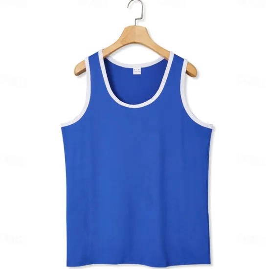 Sale OUKU Men's Tank Top Vest Top Undershirt Sleeveless Shirt Sleeveless Crew Neck Summer Plain Fashion Designer Muscle Outdoor Going out Gym Black White Blue Top Tee for Men