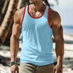 Sale OUKU Men's Tank Top Vest Top Undershirt Sleeveless Shirt Sleeveless Crew Neck Summer Plain Fashion Designer Muscle Outdoor Going out Gym Black White Blue Top Tee for Men