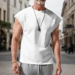 New OUKU Men's Tank Top Vest Top Undershirt Sleeveless Shirt Sleeveless Crew Neck Spring & Summer Plain Fashion Designer Basic Vacation Street Going out White Wine Dark Navy Top Tee for Men