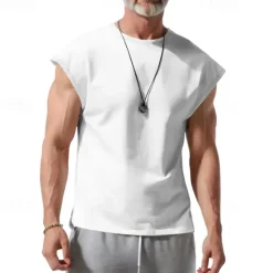 New OUKU Men's Tank Top Vest Top Undershirt Sleeveless Shirt Sleeveless Crew Neck Spring & Summer Plain Fashion Designer Basic Vacation Street Going out White Wine Dark Navy Top Tee for Men