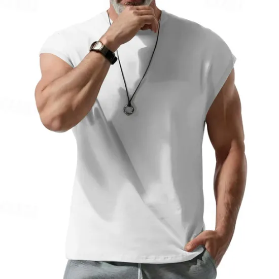 New OUKU Men's Tank Top Vest Top Undershirt Sleeveless Shirt Sleeveless Crew Neck Spring & Summer Plain Fashion Designer Basic Vacation Street Going out White Wine Dark Navy Top Tee for Men