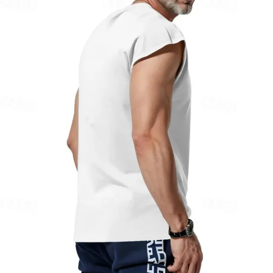 New OUKU Men's Tank Top Vest Top Undershirt Sleeveless Shirt Sleeveless Crew Neck Spring & Summer Plain Fashion Designer Basic Vacation Street Going out White Wine Dark Navy Top Tee for Men