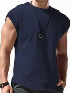 OUKU Men's Tank Top Vest Top Undershirt Sleeveless Shirt Sleeveless Crew Neck Summer Plain Fashion Designer Muscle Outdoor Going out Gym Black White Red Top Tee for Men