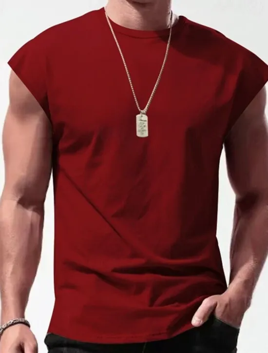 OUKU Men's Tank Top Vest Top Undershirt Sleeveless Shirt Sleeveless Crew Neck Summer Plain Fashion Designer Muscle Outdoor Going out Gym Black White Red Top Tee for Men