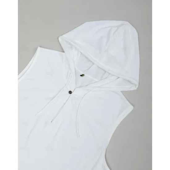 OUKU Men's Tank Top Vest Top Undershirt Sleeveless Hooded Summer Plain Fashion Designer Muscle Outdoor Going out Gym Black White Khaki Top Tee for Men
