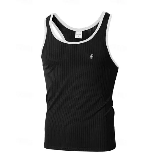 Online OUKU Men's Tank Top Vest Top Undershirt Sleeveless Shirt Sleeveless Crew Neck Summer Color Block Pit Strip Fashion Designer Basic Quick Dry Vacation Street Going out Black White Wine Top Tee for Men