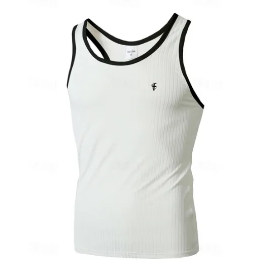 Online OUKU Men's Tank Top Vest Top Undershirt Sleeveless Shirt Sleeveless Crew Neck Summer Color Block Pit Strip Fashion Designer Basic Quick Dry Vacation Street Going out Black White Wine Top Tee for Men