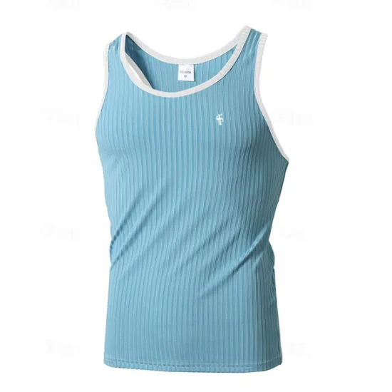 Online OUKU Men's Tank Top Vest Top Undershirt Sleeveless Shirt Sleeveless Crew Neck Summer Color Block Pit Strip Fashion Designer Basic Quick Dry Vacation Street Going out Black White Wine Top Tee for Men