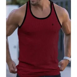Online OUKU Men's Tank Top Vest Top Undershirt Sleeveless Shirt Sleeveless Crew Neck Summer Color Block Pit Strip Fashion Designer Basic Quick Dry Vacation Street Going out Black White Wine Top Tee for Men