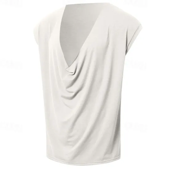 Online OUKU Men's Tank Top Vest Top Undershirt Sleeveless Shirt Sleeveless Pile Neck V Neck Summer Plain Fashion Designer Basic Classic Vacation Street Going out Black White Green Top Tee for Men
