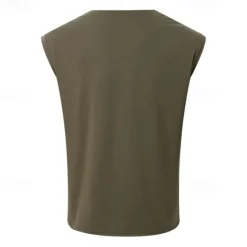 Online OUKU Men's Tank Top Vest Top Undershirt Sleeveless Shirt Sleeveless Pile Neck V Neck Summer Plain Fashion Designer Basic Classic Vacation Street Going out Black White Green Top Tee for Men