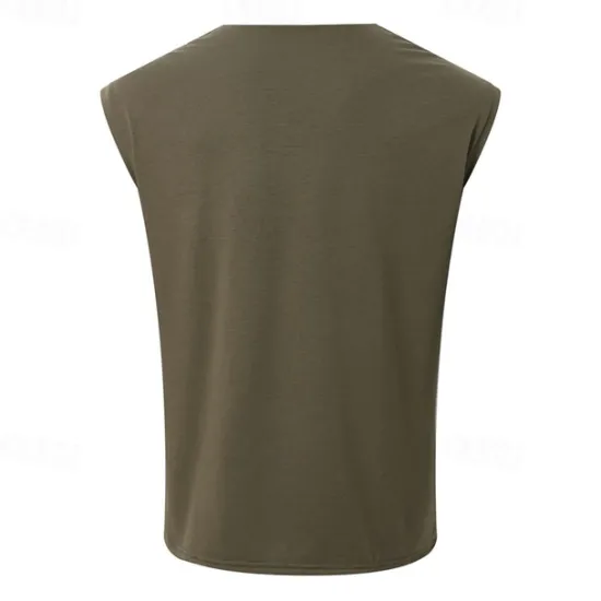 Online OUKU Men's Tank Top Vest Top Undershirt Sleeveless Shirt Sleeveless Pile Neck V Neck Summer Plain Fashion Designer Basic Classic Vacation Street Going out Black White Green Top Tee for Men