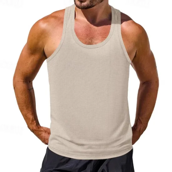 Discount OUKU Men's Tank Top Vest Top Undershirt Sleeveless Shirt Sleeveless Crew Neck Summer Plain Fashion Designer Basic Classic Vacation Street Going out Black White Wine Top Tee for Men