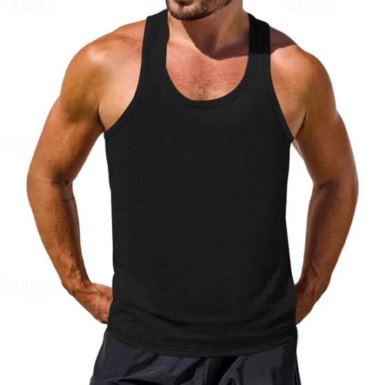 Discount OUKU Men's Tank Top Vest Top Undershirt Sleeveless Shirt Sleeveless Crew Neck Summer Plain Fashion Designer Basic Classic Vacation Street Going out Black White Wine Top Tee for Men