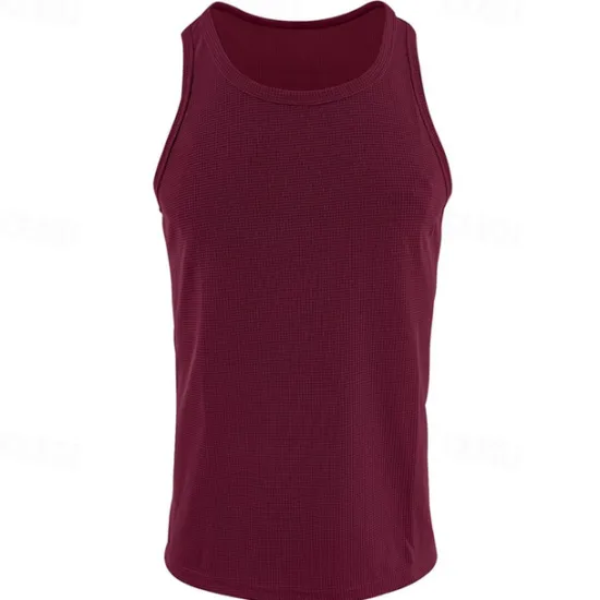 Discount OUKU Men's Tank Top Vest Top Undershirt Sleeveless Shirt Sleeveless Crew Neck Summer Plain Fashion Designer Basic Classic Vacation Street Going out Black White Wine Top Tee for Men