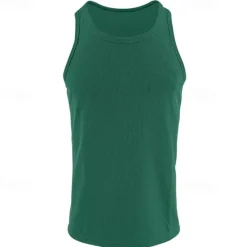Discount OUKU Men's Tank Top Vest Top Undershirt Sleeveless Shirt Sleeveless Crew Neck Summer Plain Fashion Designer Basic Classic Vacation Street Going out Black White Wine Top Tee for Men