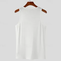 Best OUKU Men's Tank Top Vest Top Undershirt Sleeveless Shirt Sleeveless Square Neck Summer Plain Fashion Designer Basic Vacation Street Going out Black White Top Tee for Men