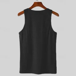 Best OUKU Men's Tank Top Vest Top Undershirt Sleeveless Shirt Sleeveless Square Neck Summer Plain Fashion Designer Basic Vacation Street Going out Black White Top Tee for Men