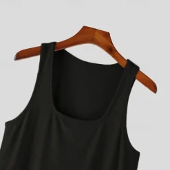 Best OUKU Men's Tank Top Vest Top Undershirt Sleeveless Shirt Sleeveless Square Neck Summer Plain Fashion Designer Basic Vacation Street Going out Black White Top Tee for Men