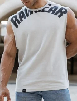 OUKU Men's Tank Top Vest Top Undershirt Sleeveless Shirt Sleeveless Crewneck Summer Color Block Fashion Designer Basic Vacation Street Going out Black White Khaki Top Tee for Men