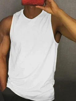 Best OUKU Men's Tank Top Vest Top Undershirt Sleeveless Shirt Sleeveless Crew Neck Summer Plain Fashion Streetwear Muscle Sports & Outdoor Athleisure Gym Black White Yellow Top Tee for Men