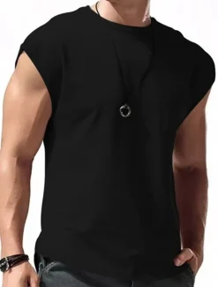 Hot OUKU Men's Tank Top Vest Top Undershirt Sleeveless Shirt Plain Crew Neck Outdoor Going out Sleeveless Clothing Apparel Fashion Designer Muscle