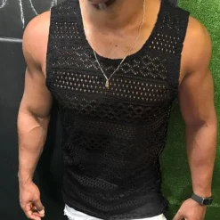 Sale OUKU Men's Tank Top Vest Top Undershirt Sleeveless Shirt Sleeveless Crew Neck Summer Solid Color Fashion Casual Breathable Outdoor Street Casual Black White Pink Top Tee for Men