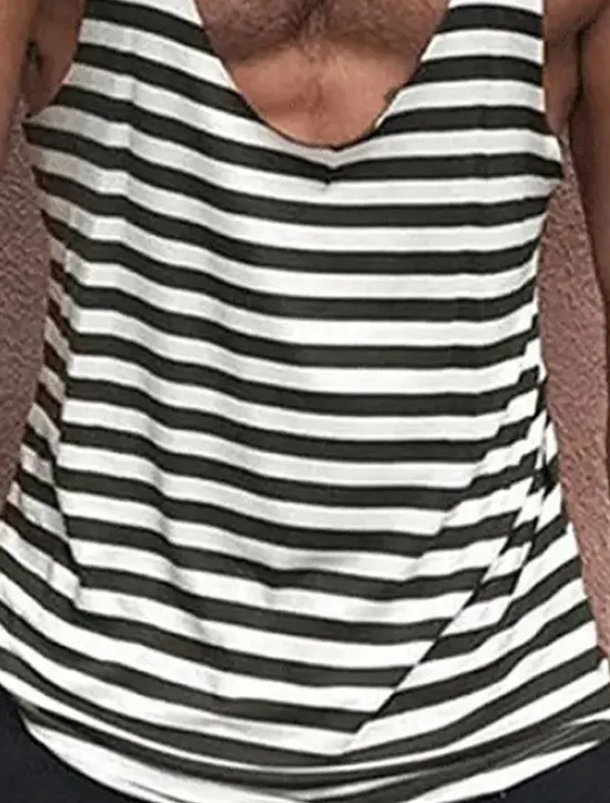 OUKU Men's Tank Top Vest Top Undershirt Sleeveless Shirt Sleeveless Deep V Summer Striped Fashion Designer Muscle Outdoor Going out Gym White Red Green Top Tee for Men