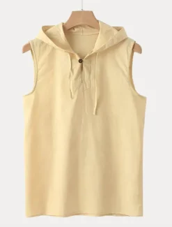 New OUKU Men's Tank Top Vest Top Undershirt Sleeveless Shirt Sleeveless Hooded Summer Plain Fashion Designer Muscle Outdoor Going out Gym Black White Yellow Top Tee for Men
