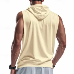 Outlet OUKU Men's Tank Top Vest Top Undershirt Sleeveless Shirt Sleeveless Hooded Summer Plain Fashion Designer Vacation Street Going out Light Yellow Black Red Top Tee for Men