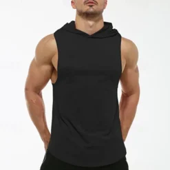 Sale OUKU Men's Tank Top Vest Top Undershirt Sleeveless Shirt Sleeveless Hooded Spring & Summer Plain Fashion Designer Basic Vacation Street Going out Black White Wine Top Tee for Men