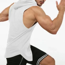 Sale OUKU Men's Tank Top Vest Top Undershirt Sleeveless Shirt Sleeveless Hooded Spring & Summer Plain Fashion Designer Basic Vacation Street Going out Black White Wine Top Tee for Men