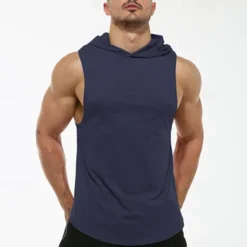 Sale OUKU Men's Tank Top Vest Top Undershirt Sleeveless Shirt Sleeveless Hooded Spring & Summer Plain Fashion Designer Basic Vacation Street Going out Black White Wine Top Tee for Men