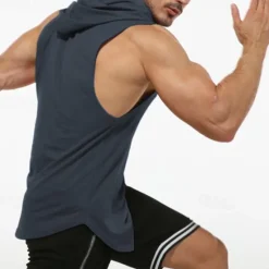 Sale OUKU Men's Tank Top Vest Top Undershirt Sleeveless Shirt Sleeveless Hooded Spring & Summer Plain Fashion Designer Basic Vacation Street Going out Black White Wine Top Tee for Men