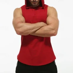 Sale OUKU Men's Tank Top Vest Top Undershirt Sleeveless Shirt Sleeveless Hooded Spring & Summer Plain Fashion Designer Basic Vacation Street Going out Black White Wine Top Tee for Men