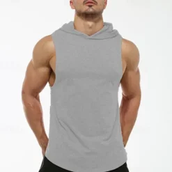 Sale OUKU Men's Tank Top Vest Top Undershirt Sleeveless Shirt Sleeveless Hooded Spring & Summer Plain Fashion Designer Basic Vacation Street Going out Black White Wine Top Tee for Men