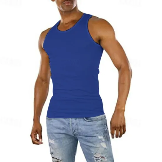 New OUKU Men's Tank Top Vest Top Undershirt Sleeveless Shirt Sleeveless Crew Neck Summer Plain Fashion Designer Muscle Athleisure Going out Gym Black Wine Blue Top Tee for Men