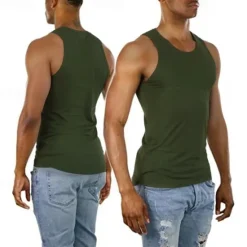 New OUKU Men's Tank Top Vest Top Undershirt Sleeveless Shirt Sleeveless Crew Neck Summer Plain Fashion Designer Muscle Athleisure Going out Gym Black Wine Blue Top Tee for Men
