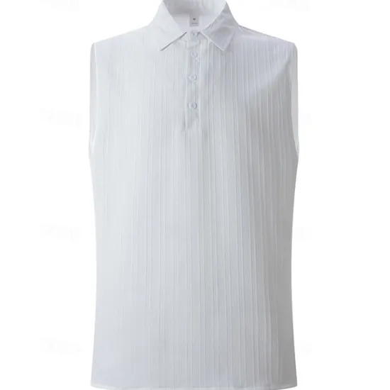 OUKU Men's Tank Top Vest Top Undershirt Sleeveless Shirt Sleeveless Shirt Collar Summer Plain Fashion Designer Vacation Street Going out Black White Red Top Tee for Men