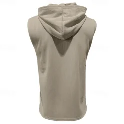 OUKU Men's Tank Top Vest Top Undershirt Sleeveless Shirt Sleeveless Hooded Summer Plain Fashion Designer Vacation Street Going out Black White Khaki Top Tee for Men