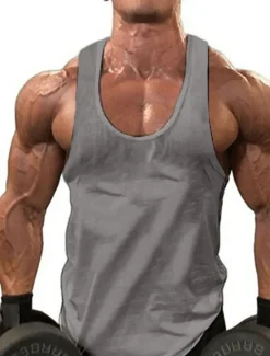 New OUKU Men's Tank Top Vest Top Undershirt Sleeveless Shirt Sleeveless Round Neck Solid Colored Muscle Sports Gym Black White Yellow Top Tee for Men
