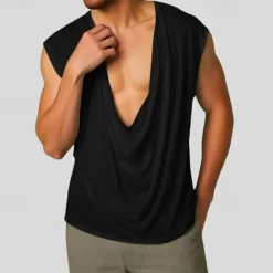 Outlet OUKU Men's Tank Top Vest Top Undershirt Sleeveless Shirt Sleeveless Deep V Summer Plain Fashion Designer Basic Classic Vacation Street Going out Black White Green Top Tee for Men