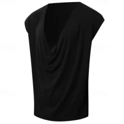 Outlet OUKU Men's Tank Top Vest Top Undershirt Sleeveless Shirt Sleeveless Deep V Summer Plain Fashion Designer Basic Classic Vacation Street Going out Black White Green Top Tee for Men