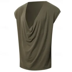 Outlet OUKU Men's Tank Top Vest Top Undershirt Sleeveless Shirt Sleeveless Deep V Summer Plain Fashion Designer Basic Classic Vacation Street Going out Black White Green Top Tee for Men