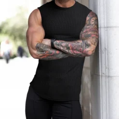 Best OUKU Men's Tank Top Vest Top Undershirt Sleeveless Shirt Sleeveless Crew Neck Summer Plain Pit Strip Fashion Streetwear Muscle Knitting Sports & Outdoor Athleisure Gym Black White Navy Blue Top Tee for Men