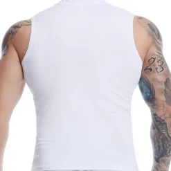 Discount OUKU Men's Tank Top Vest Top Undershirt Sleeveless Shirt Sleeveless Crew Neck Summer Plain Fashion Soak Off Muscle Outdoor Going out Gym Black White Red Top Tee for Men