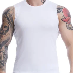 Discount OUKU Men's Tank Top Vest Top Undershirt Sleeveless Shirt Sleeveless Crew Neck Summer Plain Fashion Soak Off Muscle Outdoor Going out Gym Black White Red Top Tee for Men
